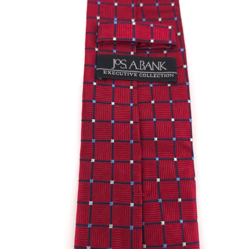 Jos. A. Bank Mens Tie Silk Red Geometric Square Executive Collection Necktie - Picture 2 of 6